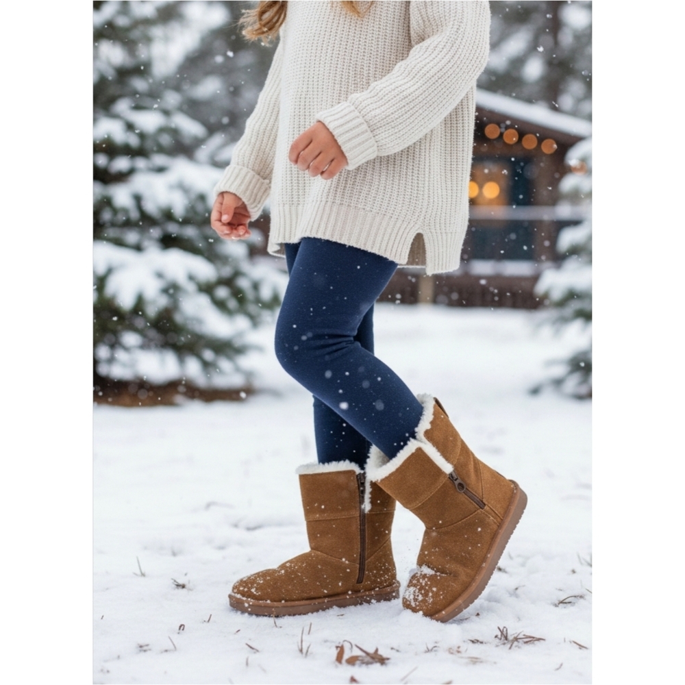 Koolaburra by UGG ✦ Aribel Suede Faux Fur Winter Boots ✦ Chestnut Brown Girls 4